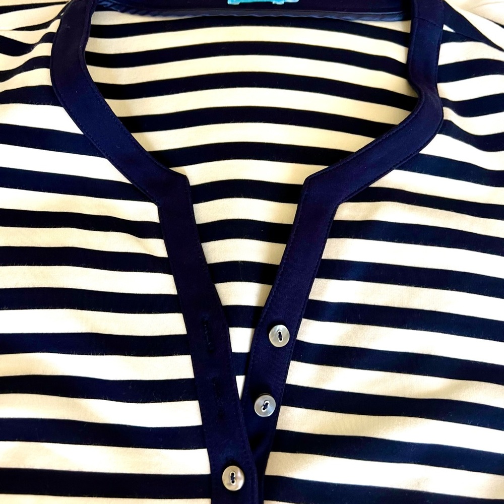 J. McLaughlin navy blue and white striped dress size small